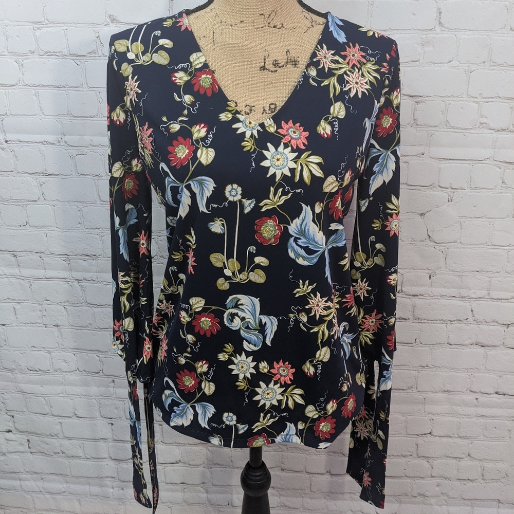 Ann Taylor Factory Floral 3/4 Sleeve Shirt Small